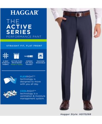 Haggar Men's The Active Series Straight-Fit  Performance Stretch Solid Dress Pants