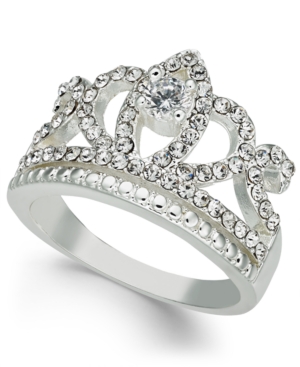image of Charter Club Silver-Tone Crystal Crown Ring, Created for Macy-s