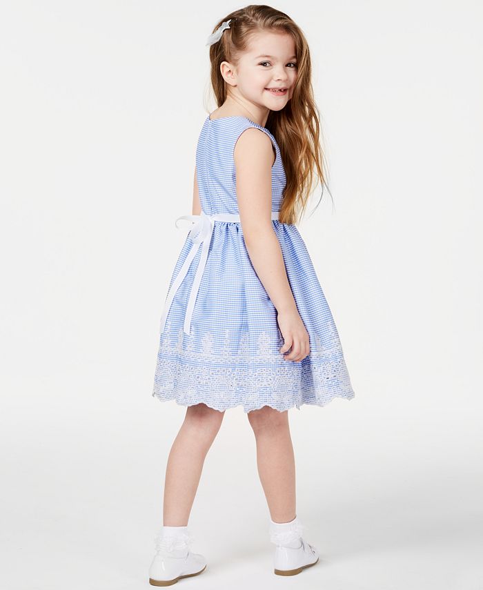 Rare Editions Toddler Girls Embroidered Gingham Dress - Macy's