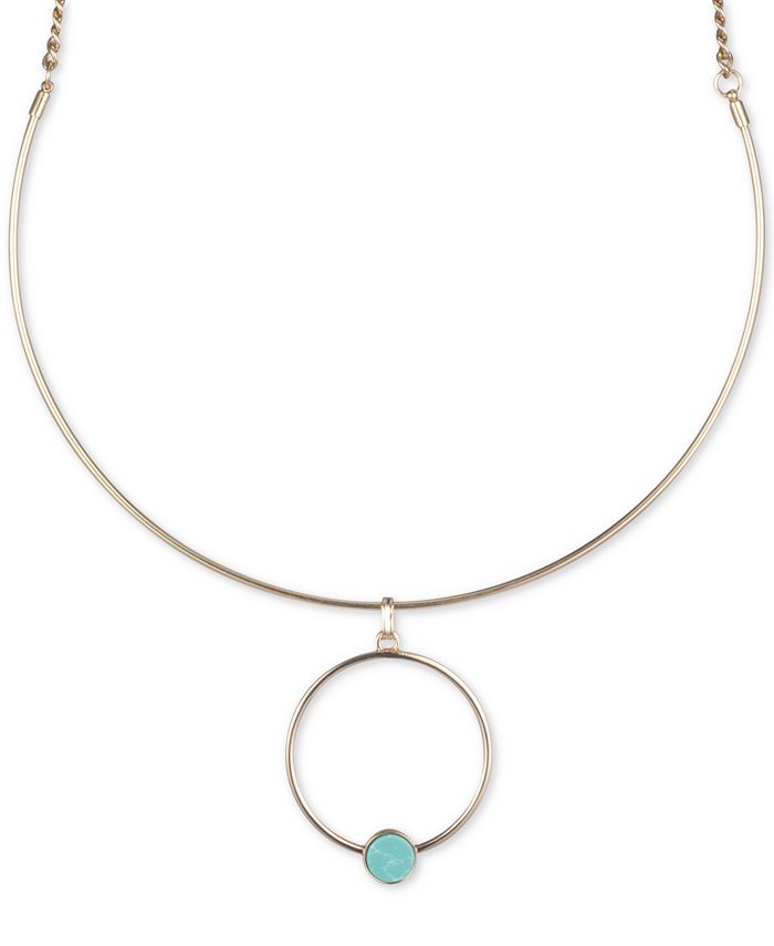 DKNY Gold-Tone Stone & Circle Pendant Necklace, Created for Macy's , 16 ...