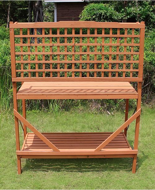 Merry Garden Folding Utility Table & Potting Bench, Natural Stained