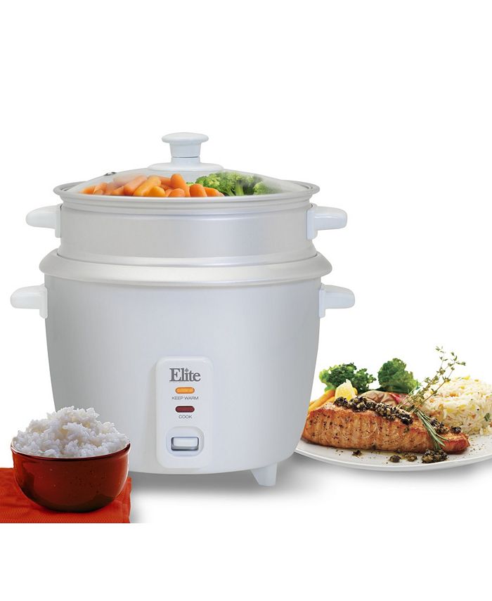 Maxi-Matic Elite Gourmet Rice Cooker With Steam Tray, White, 16 Cup –  ShopBobbys