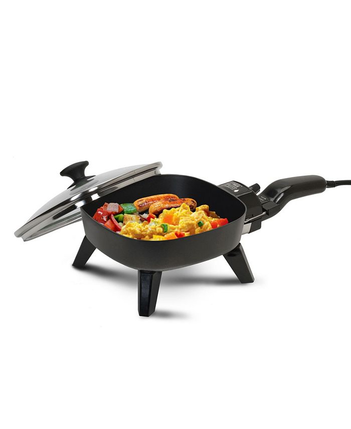 Elite Gourmet Elite Cuisine 7x7 inch Personal Electric Nonstick Stir Fry  Griddle Pan Skillet with Glass Lid, 600W - Macy's