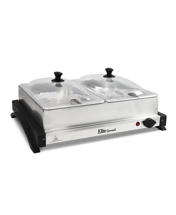 Elite Gourmet 5Qt. Dual Buffet Server Food Warmer with Temperature