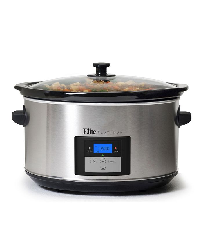 Elite Gourmet 8.5Qt Digital Programmable Jumbo XL Slow Cooker with Glass Lid, Adjustable