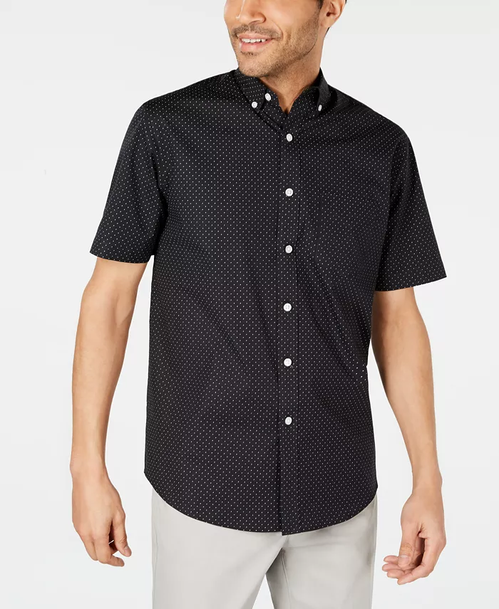 Men's Micro Dot Print Stretch Cotton Shirt - thumbnail 5