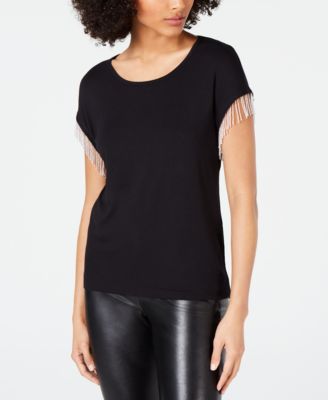 INC International Concepts - Beaded-Fringe T-Shirt