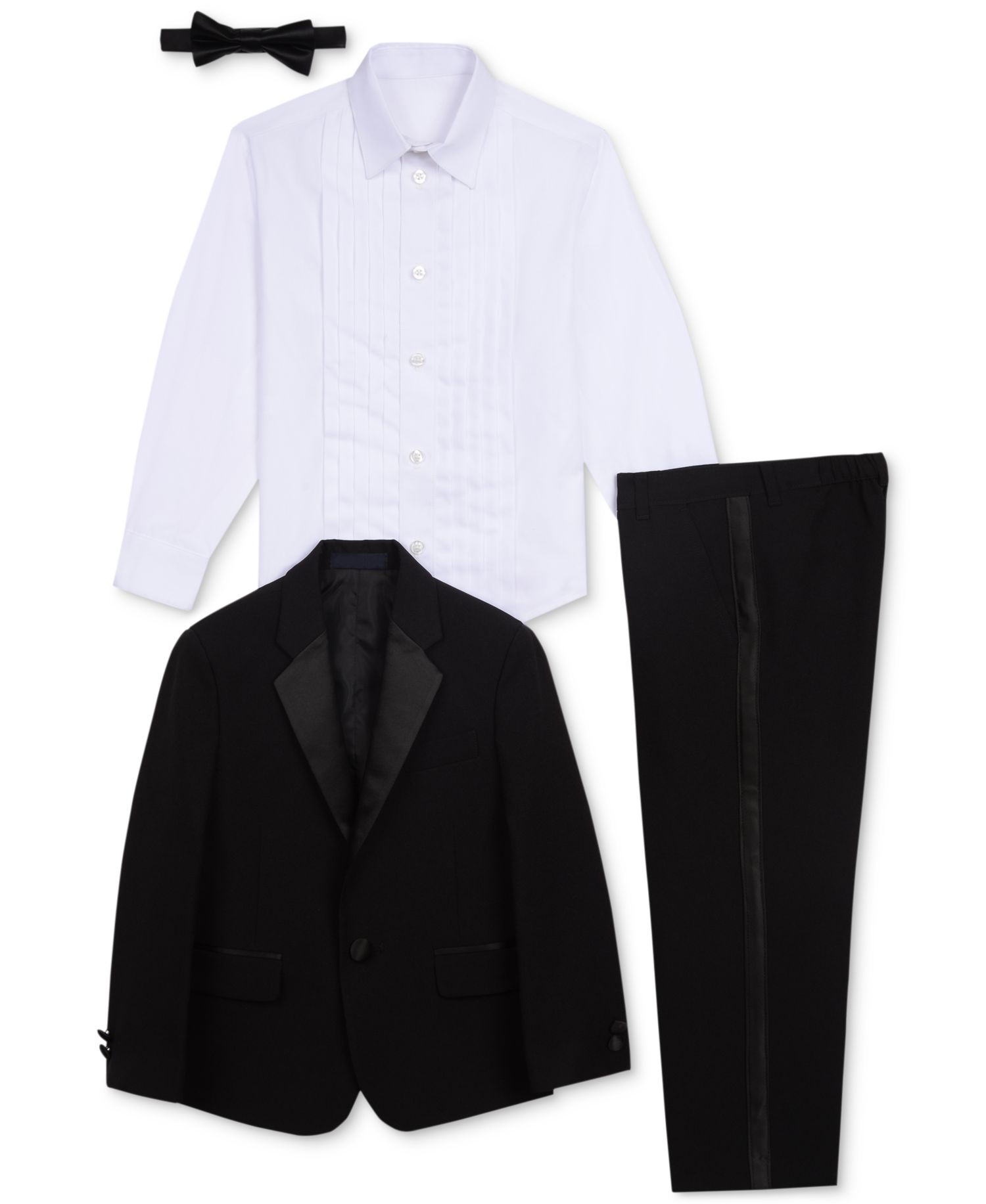 Boys' 2T-10 Tuxedo Long-Sleeve Shirt, Suit, Pants & Bowtie, 4-Piece Set
