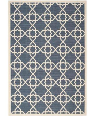 Courtyard CY6032 Navy and Beige 5'3" x 7'7" Sisal Weave Outdoor Area Rug