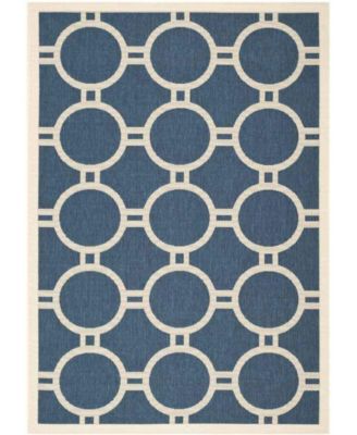 Courtyard CY6924 Navy and Beige 5'3" x 7'7" Sisal Weave Outdoor Area Rug