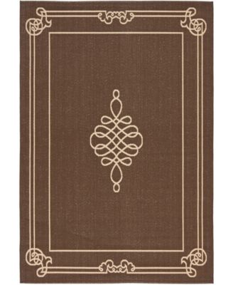 Courtyard CY6788 Chocolate and Cream 8' x 11' Outdoor Area Rug