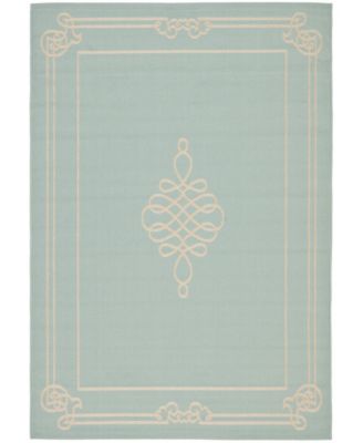 Courtyard CY6788 Aqua and Cream 8' x 11' Outdoor Area Rug