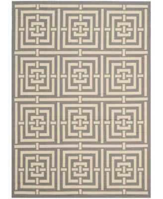 Courtyard CY6937 Gray and Cream 5'3" x 7'7" Sisal Weave Outdoor Area Rug