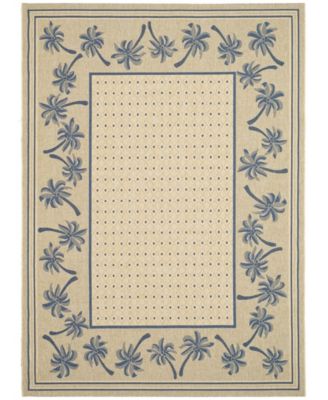 Courtyard CY5148 Ivory and Blue 8' x 11' Outdoor Area Rug