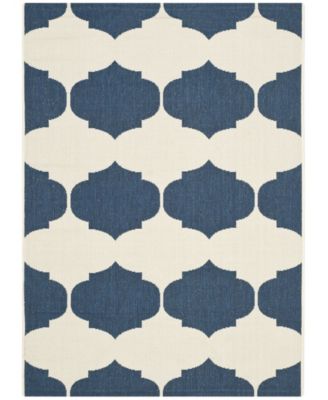Courtyard CY6162 Beige and Navy 5'3" x 7'7" Outdoor Area Rug