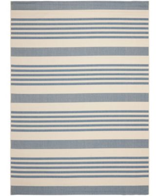 Courtyard CY6062 Beige and Blue 8' x 11' Sisal Weave Outdoor Area Rug