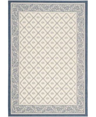 Courtyard CY7427 Beige and Navy 5'3" x 7'7" Sisal Weave Outdoor Area Rug