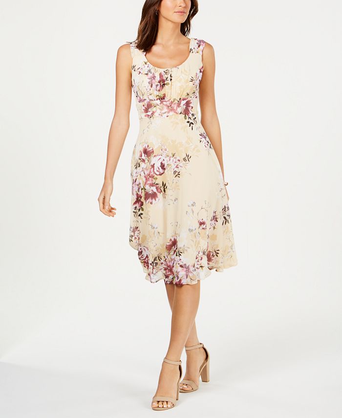 Connected Printed Chiffon A-Line Dress - Macy's