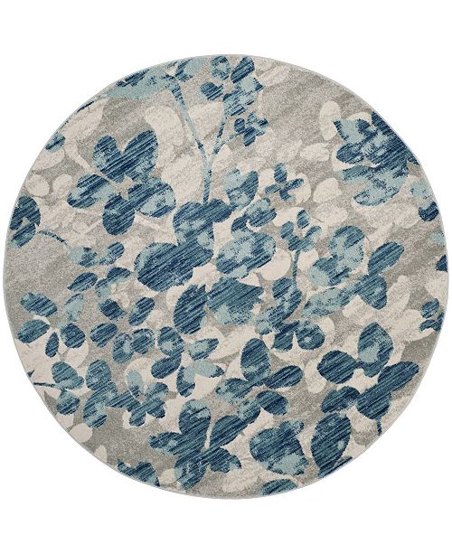Safavieh Evoke Gray And Light Blue 6 7 X 6 7 Round Area Rug