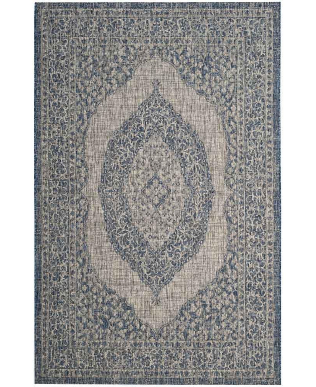Safavieh Courtyard Light Gray and Blue 8' x 11' Sisal Weave Outdoor Area Rug - Light Gray