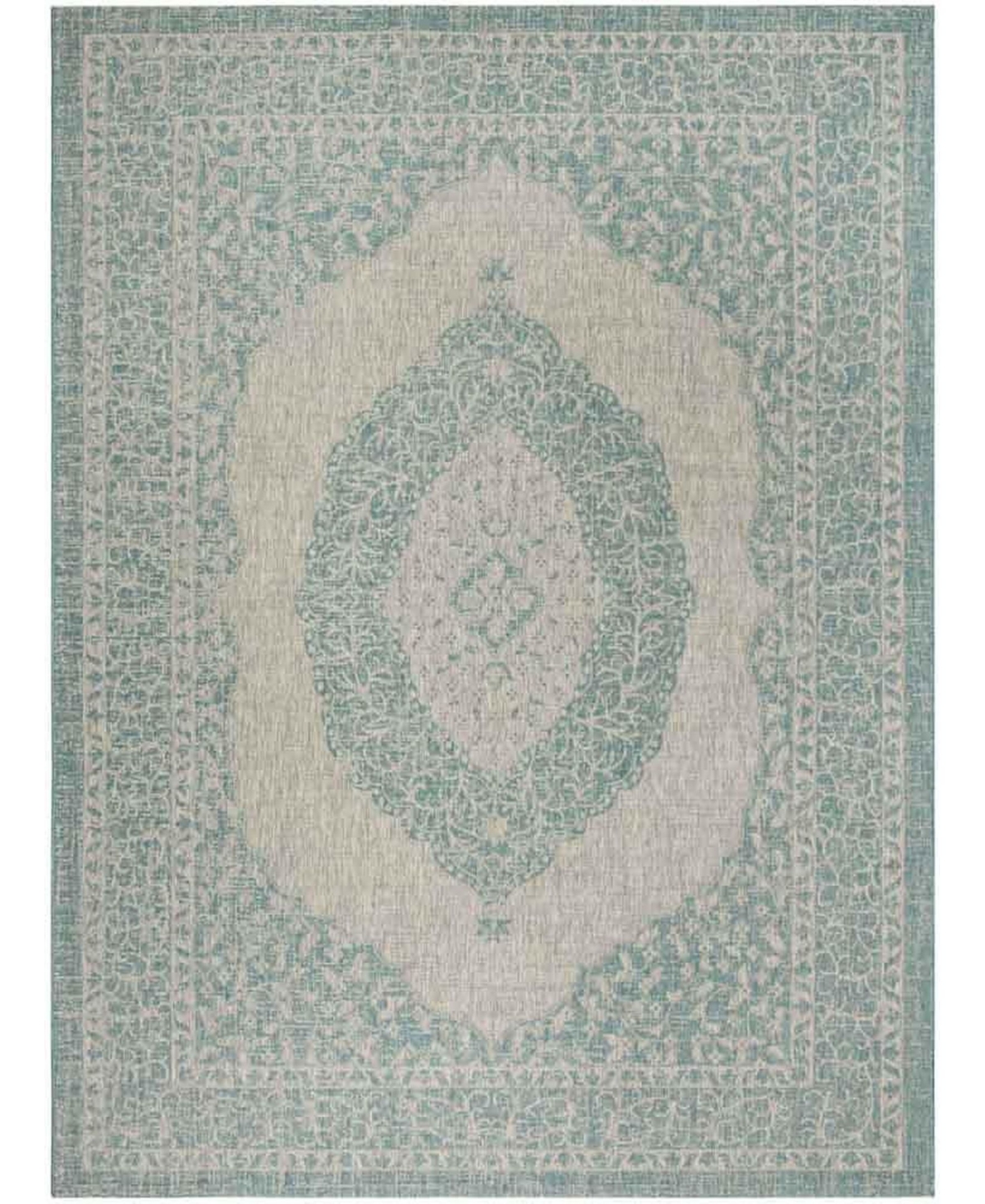 Safavieh Courtyard Light Gray and Aqua 8' x 11' Sisal Weave Outdoor Area Rug - Light Gray