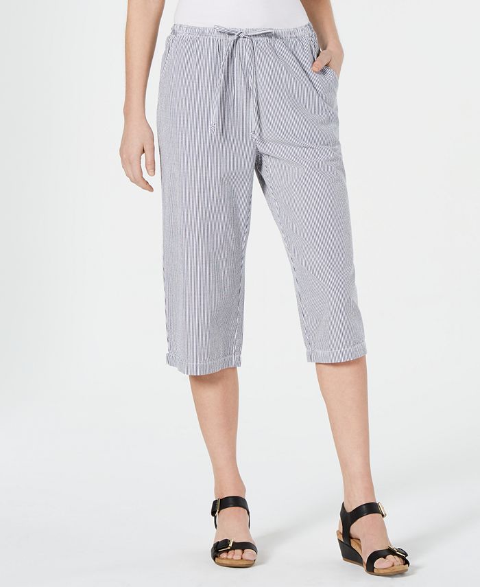 Karen Scott Cotton Seersucker Capri Pants, Created for Macy's - Macy's