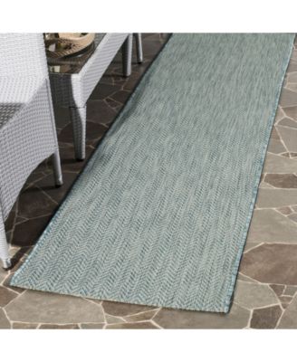 Courtyard Aqua and Grey 2'3" x 14' Sisal Weave Runner Area Rug
