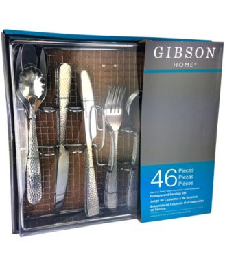 Hammered 46 Piece Flatware Set with Wire Caddy
