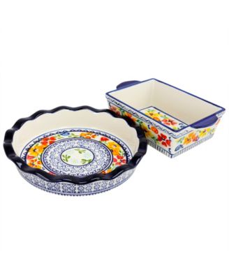Gibson Home 2pc Stoneware Luxembourg Pie Dish Bakeware Set
