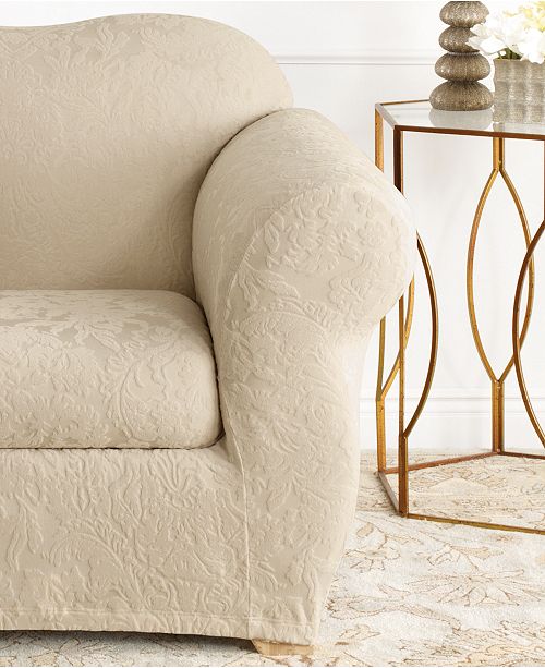 Sure Fit Stretch Jacquard Damask 2Piece Chair Slipcover Slipcovers