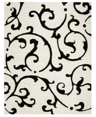 Florida Shag SG476 Ivory and Black 8' x 10' Area Rug