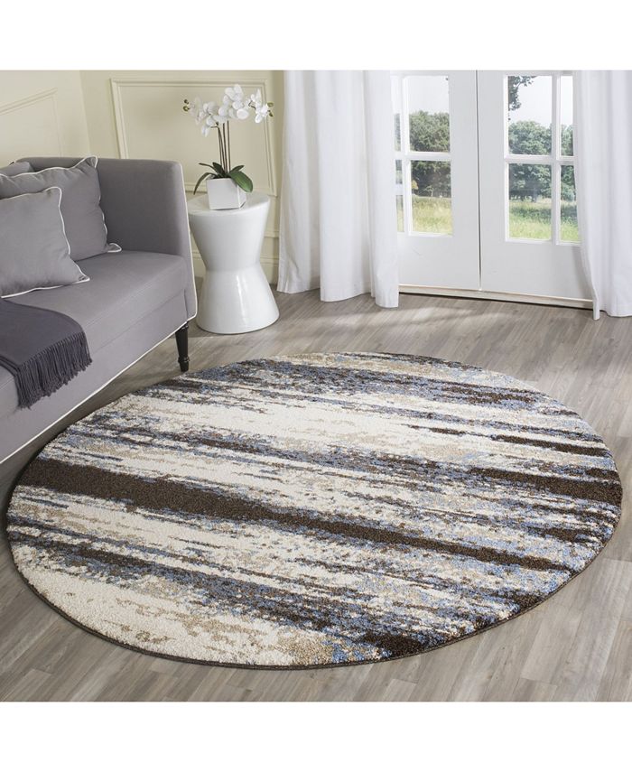 Safavieh Retro Cream and Blue 6' x 6' Round Area Rug & Reviews Rugs