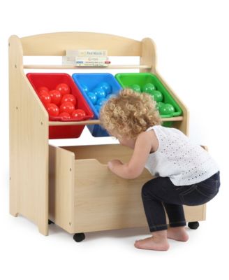 Humble Bee Kids 3-Tier Storage Organizer with Rolling Toy Box