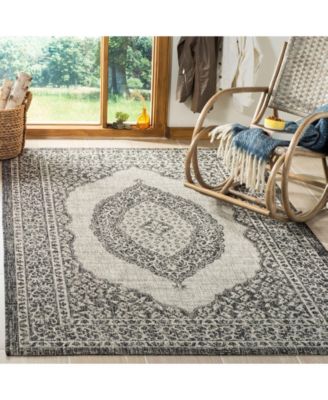 Courtyard CY8751 Light Gray and Black 5'3" x 7'7" Sisal Weave Outdoor Area Rug