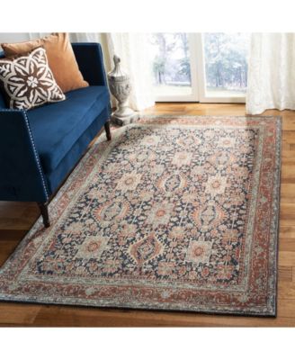 Classic Vintage Navy and Rust 5' x 8' Area Rug