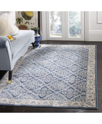 Brentwood BNT863 Navy and Creme 5'3" x 7'6" Area Rug