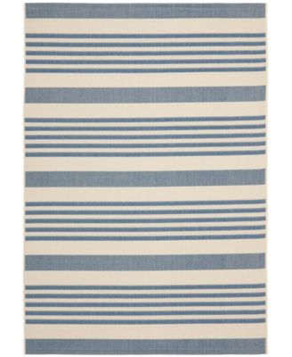 Courtyard CY6062 Beige and Blue 5'3" x 7'7" Sisal Weave Outdoor Area Rug
