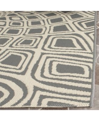 Courtyard CY6616 Anthracite and Beige 5'3" x 7'7" Sisal Weave Outdoor Area Rug