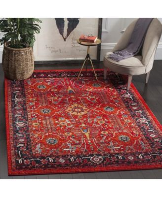 Vintage Hamadan VTH220 Orange and Navy 5'3" x 7'6" Area Rug