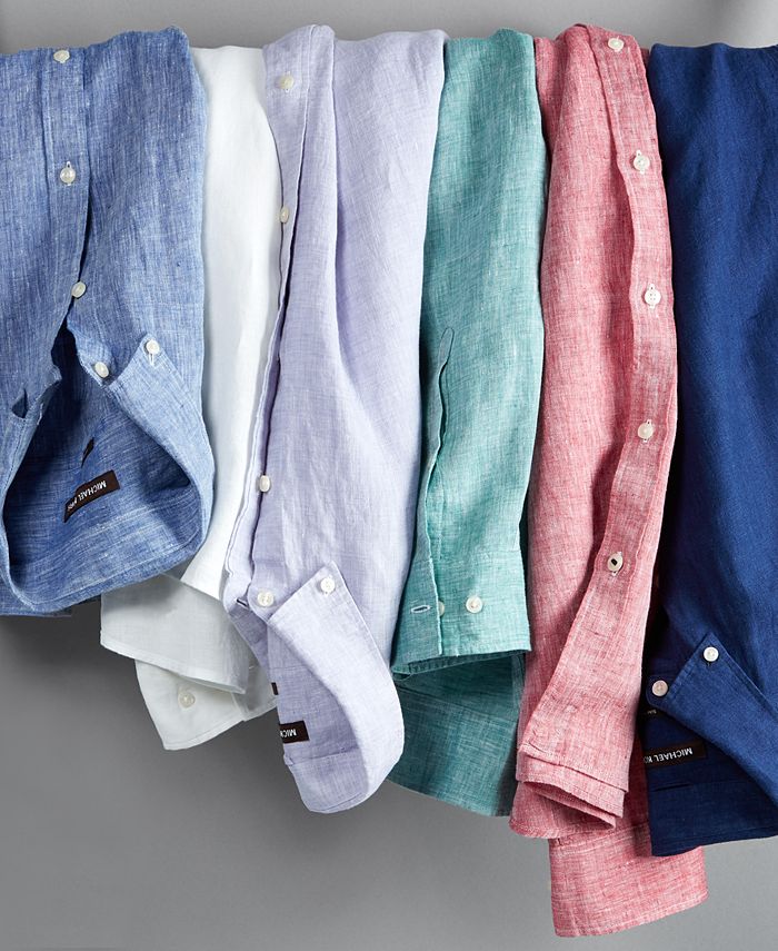 Michael Kors Men's Cross-Dyed Linen Shirt - Macy's