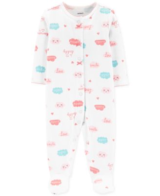 Carter's - Baby Girls Cute Cloud-Print Footed Cotton Pajamas