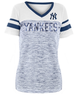 5th & Ocean Women's New York Yankees Space Dye Sequin T-Shirt