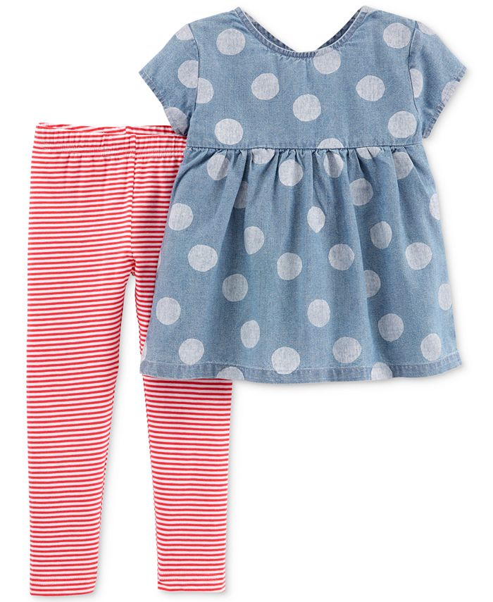 Carter's Toddler Girls 2-Pc. Chambray Tunic & Striped Leggings Set - Macy's
