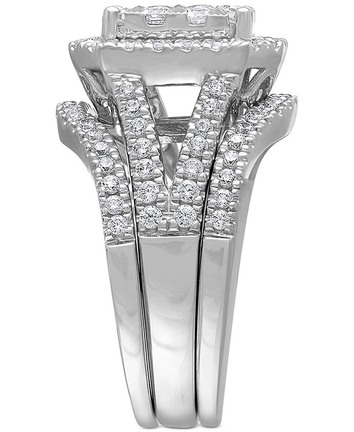 Macy's Diamond Cluster 3Piece Bridal Set (11/2 ct. t.w.) in 14k White Gold Macy's