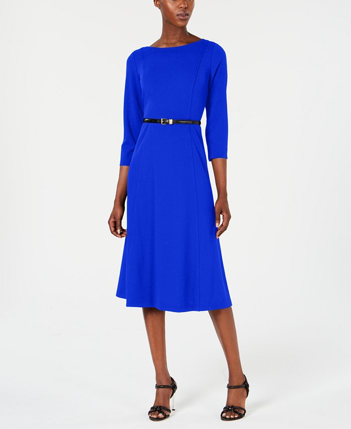 Calvin Klein Belted A-Line Dress & Reviews - Dresses - Women - Macy's