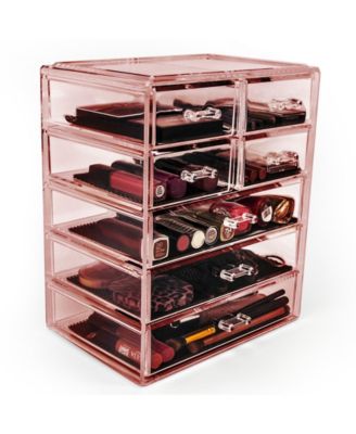 6 Drawer Acrylic Makeup Organizer Case for Cosmetics, Makeup and jewelry - Drawers with Diamond Detail