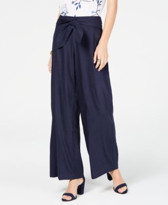 INC International Concepts - Wide-Leg Tie-Front Linen-Blend Pants