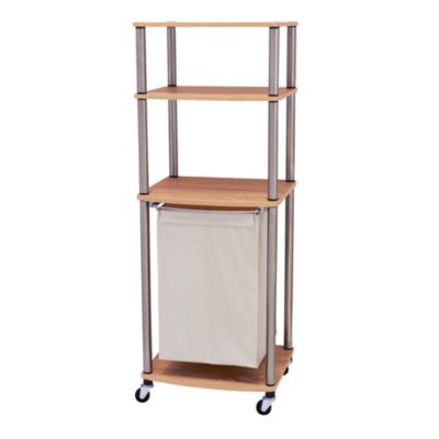 Household Essentials Rolling Laundry Hamper Storage Cart Natural/Light Ash