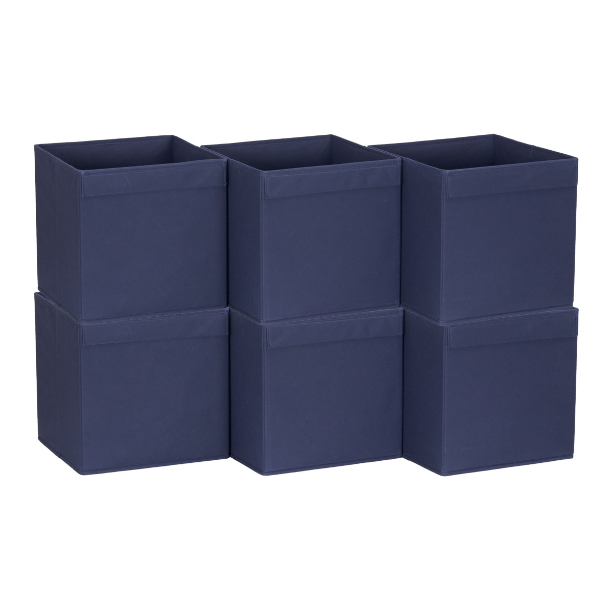 Set of 6 Lip Pull Collapsible Fabric Cube - Navy
