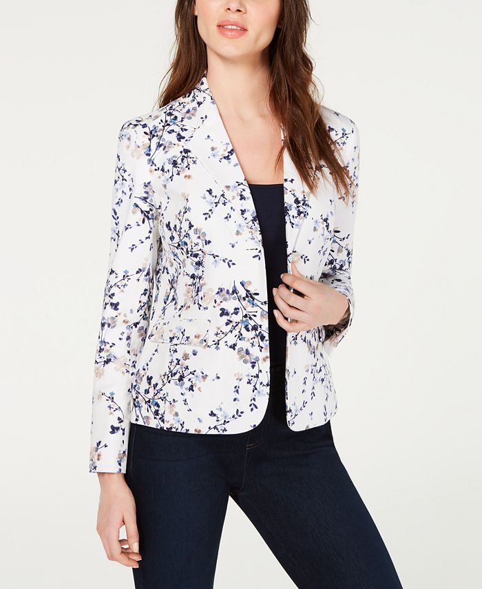 Nine West Blazer Recortado Con Cuello De Ala Para Mujer, Negro -, 4